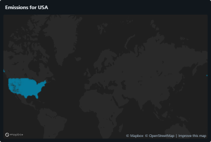 Map visualization highlighting the United States for emissions data